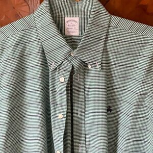 Brooks Brothers Green Checkered Men's Shirt